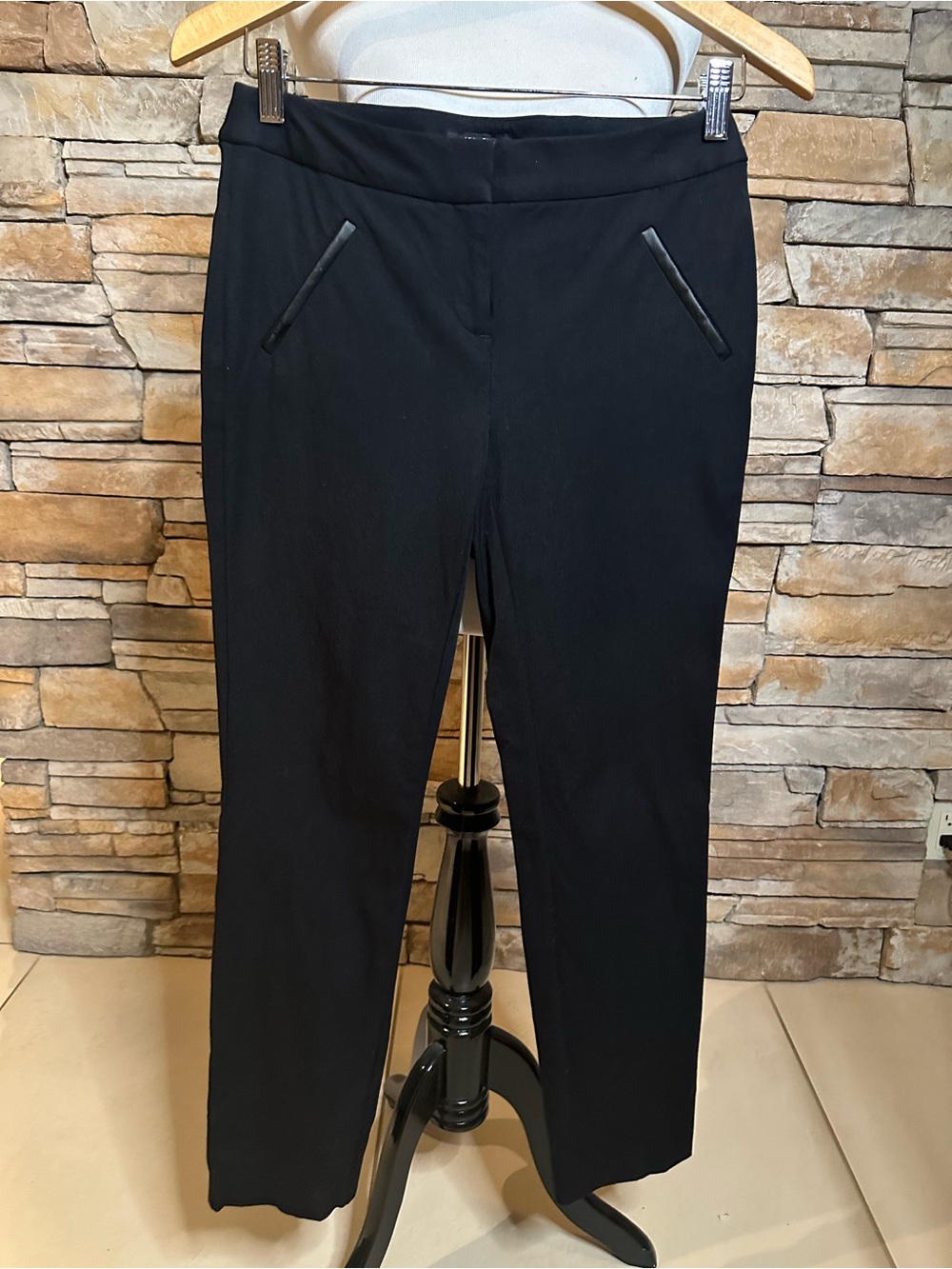 Alfani Petite Tapered Black Cotton Pants